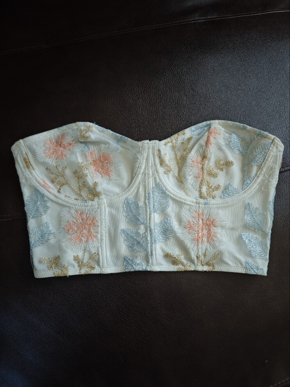Floral Embroidered Fairycore Bustier Top